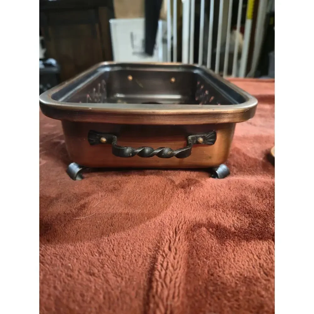 Vintage Stöckli Netstal Swiss Copper Hot Plate Food Warmer Tealight Buffet MCM